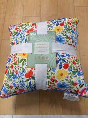 Lillian August Floral Indoor/outdoor Pillow Cover in White, Pink, Red & Green